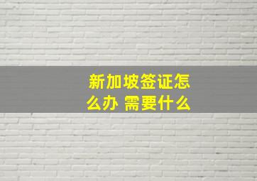 新加坡签证怎么办 需要什么